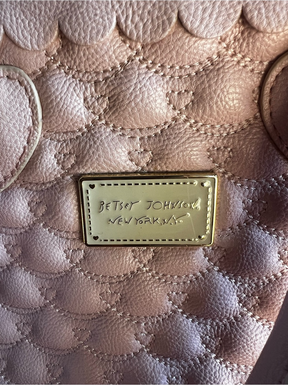 Betsey Johnson Quilted Light Pink Crossbody Satchel with Gold Hardware - Picture 2 of 7